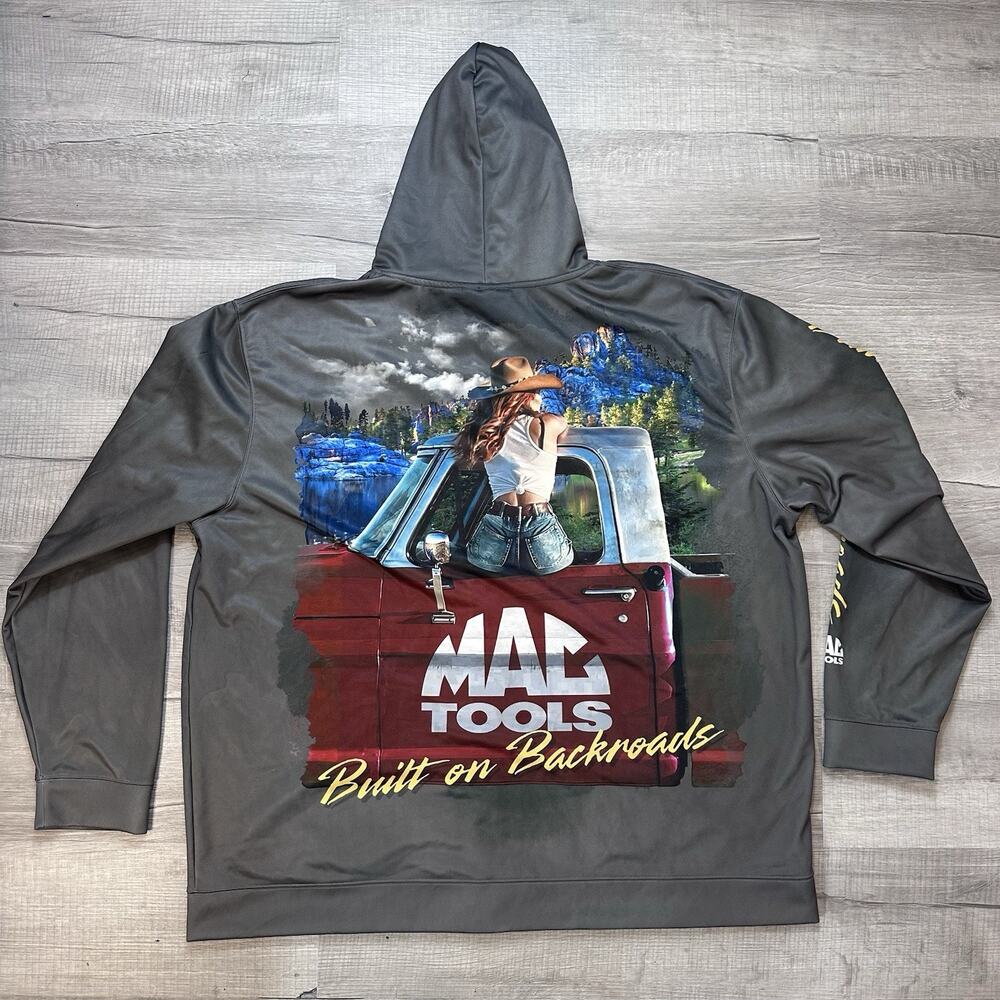 Mac Tools Built On The Backroads Hoodie Men's 3XL Gray Long Sleeve Full Zip